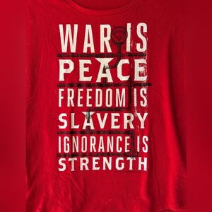 M 1984 War is peace Freedom is slavery Ignorance is strength women's book shirt